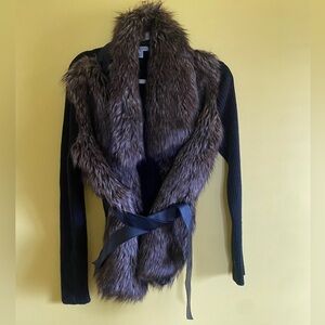 Boston Proper Women’s Size Large Faux Fur Open Bomber Style Jacket